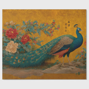 Papier d'emballage cadeau décoratif élégant Paon