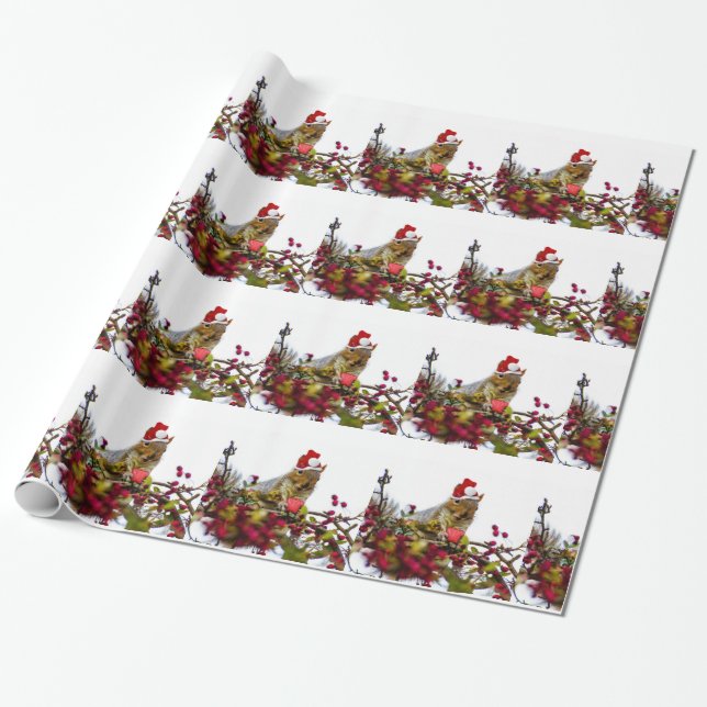 Papier d'emballage cadeau d'écureuil de Noël (Déroulé)