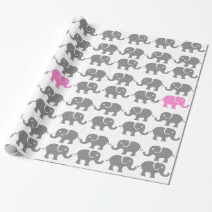 Papier d'emballage cadeau d'éléphant rose
