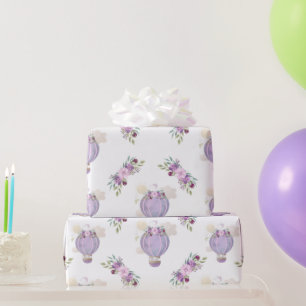 Papier d'emballage cadeau d'éléphant violet, baby