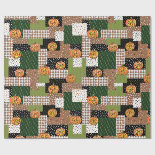 Papier d'emballage cadeau d'Halloween patchwork