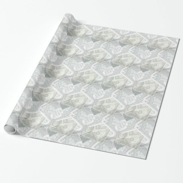 Papier d'emballage cadeau Dollar Argent (Déroulé)