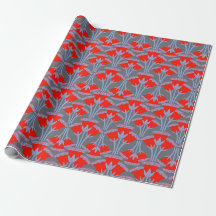 Papier d'emballage cadeau Fleur de cloche rouge
