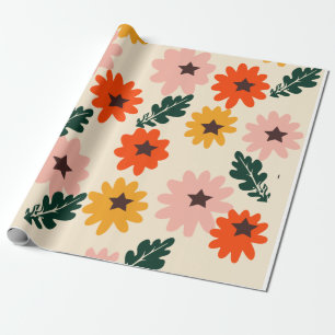 Papier d'emballage cadeau floral brillant
