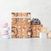 Papier d'emballage cadeau Forêt de hérissons
