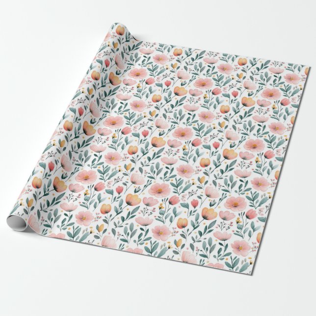 Papier d'emballage cadeau Jardin de fleurs printan (Déroulé)