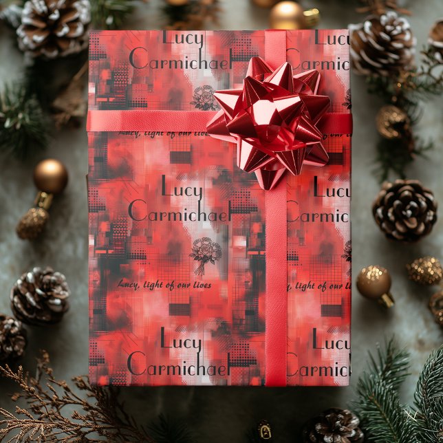 Papier d'emballage cadeau personnalisé rouge et no (Créateur téléchargé)