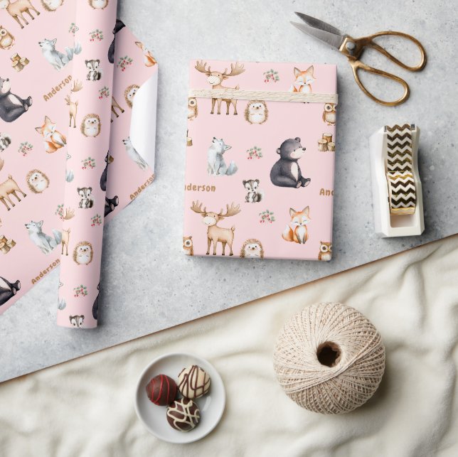 Papier d'emballage cadeau pour Baby Shower Rose Bo (Artisanat)
