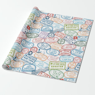 Papier d'emballage cadeau pour timbres-passeport d
