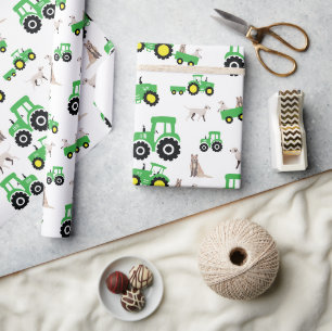 Papier d'emballage cadeau Thème de tracteur de fer