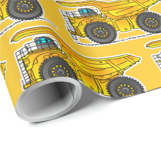 Papier d'emballage Camion à benne jaune, Cadeau de