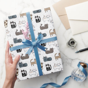 Papier d'emballage Chat, Emballage Cadeau Félin, F