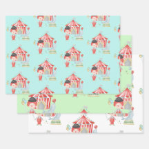 Papier d'emballage cirque, emballage cadeau d'anni