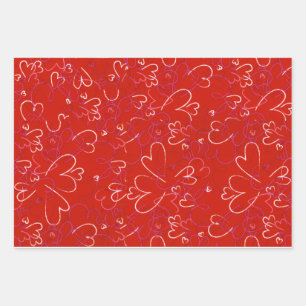 Papier d'emballage coeurs rouges