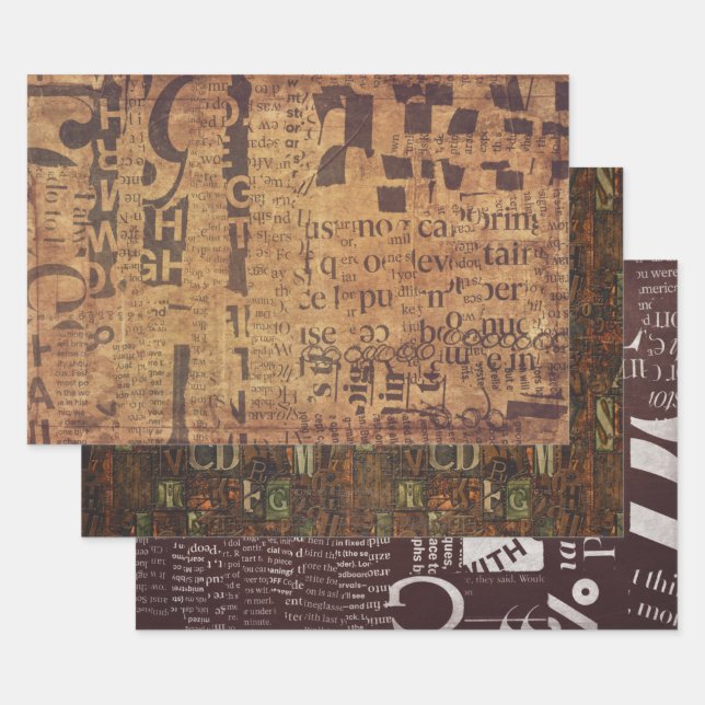Papier d'emballage Collage de texte ou papier de d (Lot)