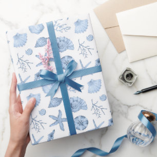 Papier d'emballage Coquillages, Papier Cadeau Bord
