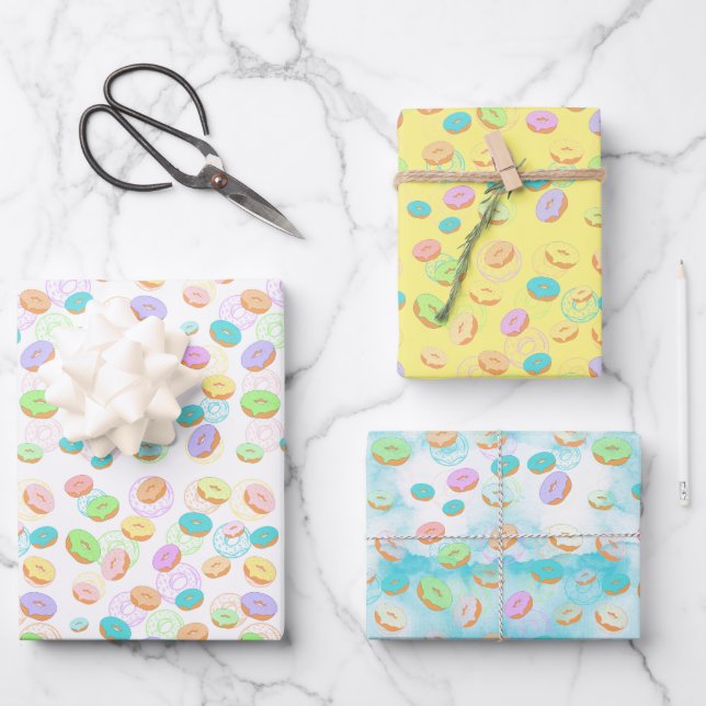 Papier d'emballage couleur pastel Donuts (Recto)