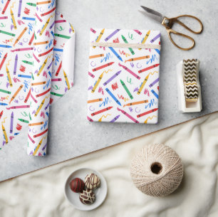 Papier d'emballage Crayons, Emballage Cadeau Écoli