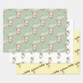 Papier d'emballage de Baby shower de singe
