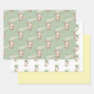 Papier d'emballage de Baby shower de singe