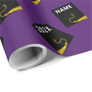 Papier d'emballage de cadeau de graduation violet