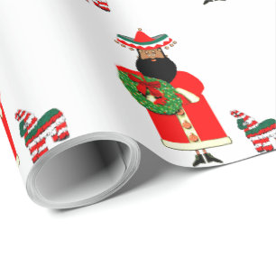 Papier d'emballage de cadeau de Santa mexicain