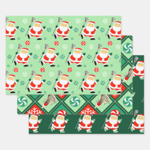 Papier d'emballage de cadeau de vacances de crosse