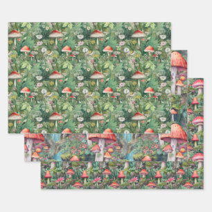Papier d'emballage de la forêt de champignons