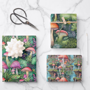 Papier d'emballage de la forêt de champignons