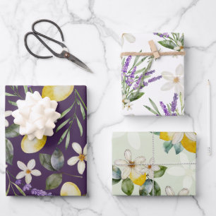 Papier d'emballage de mariage floral Citron modern