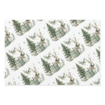 Papier d'emballage de Noël vert Sage - ensemble de