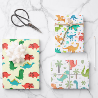 Papier d'emballage de paquet de dinosaures