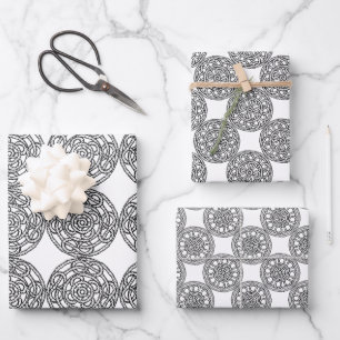 Papier d'emballage de style celtique noir et blanc