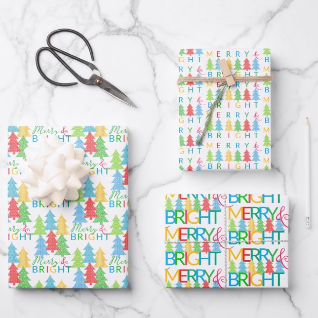 Papier d'emballage de vacances joyeux et brillant (Recto)