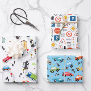 Papier d'emballage de voitures, papier cadeau d'an