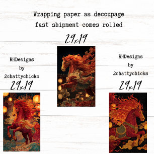 Papier d'emballage découpage Cheval de feu chinois