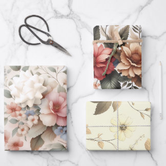 Papier d'emballage design floral élégant et magnif