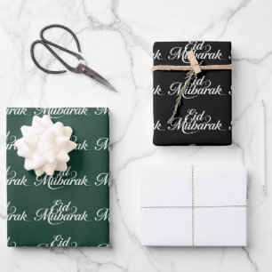 Papier d'emballage élégant blanc Happy Eid Mubarak