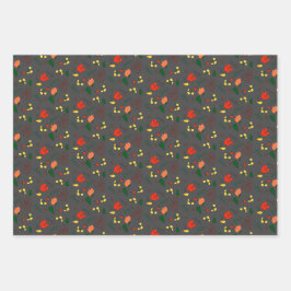 Papier d'emballage en fleur sauvage rouge motif gr