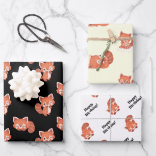 Papier d'emballage en panda rouge