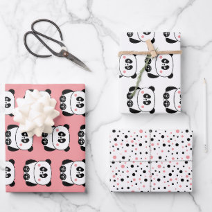 Papier d'emballage en panda style kawaii