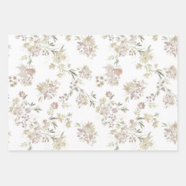 Papier d'emballage Fleurs aquarelle pastel de 3