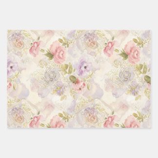 Papier d'emballage floral à l'aquarelle romantique