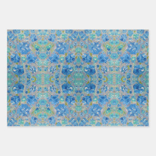 Papier d'emballage floral Célébration Bleue