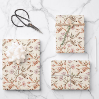 Papier d'emballage floral chintz botanique rose ro