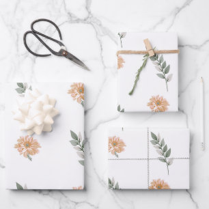 Papier d'emballage floral élégant – Fleur de pêche