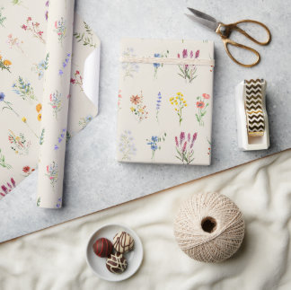 Papier d'emballage floral Élégant papier cadeau à