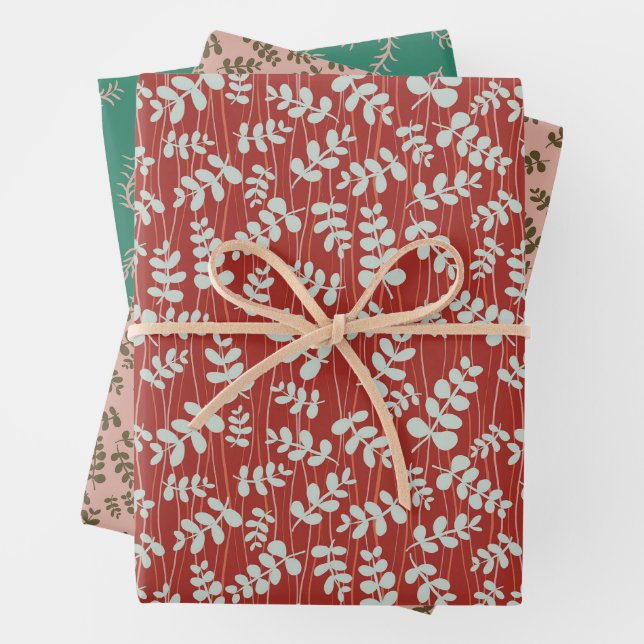 Papier d'emballage floral et feuille (En situation)