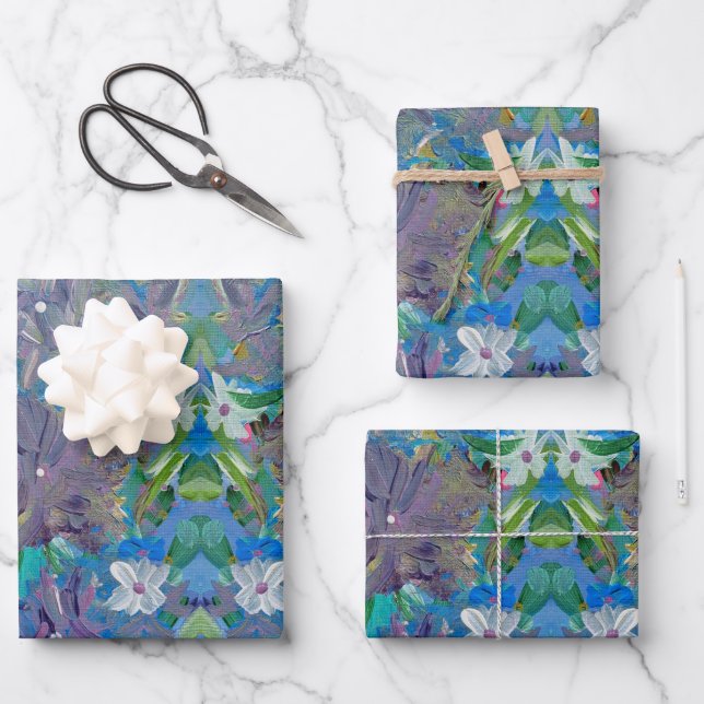 Papier d'emballage floral Haze Violet (Recto)