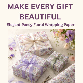 Papier d'emballage floral Pensée | Élégant cadeau